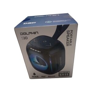 Dolphin S10 Portable Speaker - Black and Blue, Extreme Bass, Bluetooth, NWT